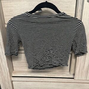 Black and White Striped Women's Top